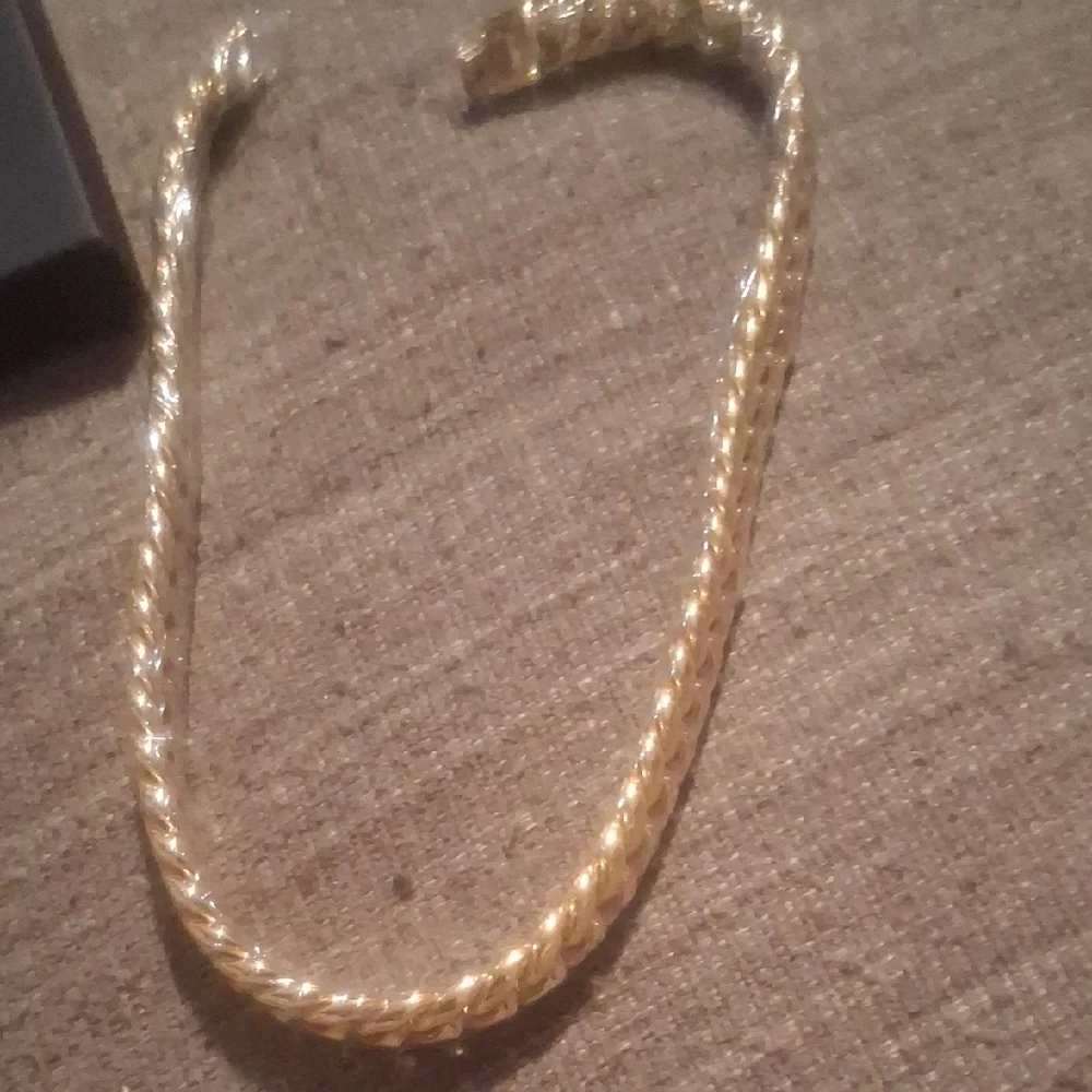 Men’s Gold Colored Chain Necklace 12mm, Stainless Steel Clasp, HHIOK NIB Holiday